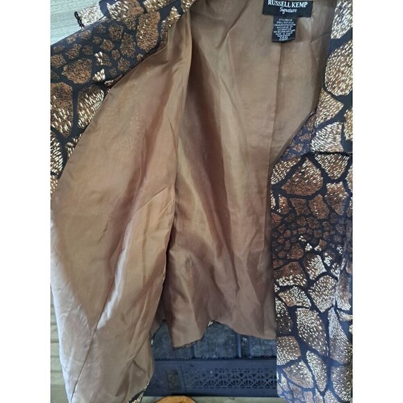 Russell Kemp Animal Print Silk Beaded Blazer Jacket 3XL Lagenlook Career Office - Picture 6 of 12